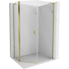 Mexen Mist L cabine de douche pentagonale asymétrique pivotante 80 x 100 cm, transparent, dorée - 8A8L-080-100-50-00