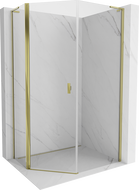 Mexen Mist L cabine de douche pentagonale asymétrique pivotante 80 x 100 cm, transparent, or - 8A8L-080-100-50-00