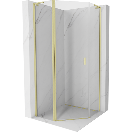 Mexen Mist L cabine de douche pentagonale pivotante 80 x 80 cm, transparent, or brossé - 8A8L-080-080-55-00