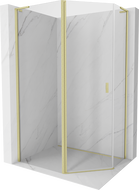Mexen Mist L cabine de douche asymétrique pentagonale pivotante 90x80 cm, transparent, or brossé - 8A8L-090-080-55-00
