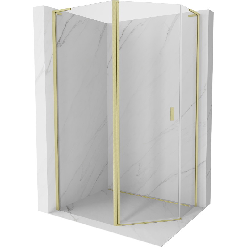 Mexen Mist L cabine de douche pentagonale asymétrique pivotante 100x80 cm, transparente, dorée brossée - 8A8L-100-080-55-00