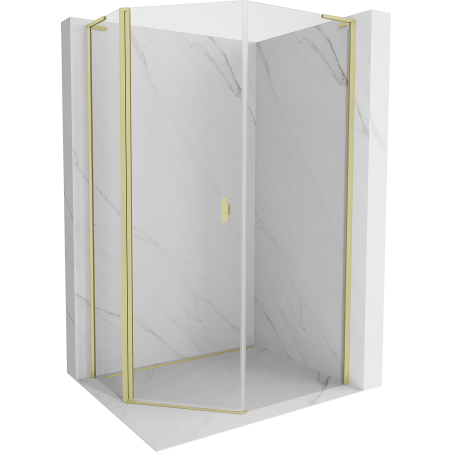 Mexen Mist L cabine de douche pentagonale asymétrique pivotante 80x90 cm, transparent, or brossé - 8A8L-080-090-55-00