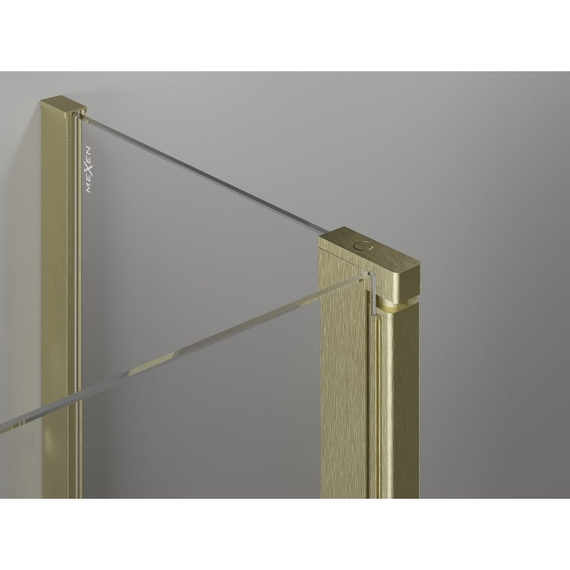 Mexen Mist L cabine de douche pentagonale pivotante 90 x 90 cm, transparent, or brossé - 8A8L-090-090-55-00