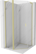 Mexen Mist L cabine de douche pentagonale pivotante 90 x 90 cm, transparent, or brossé - 8A8L-090-090-55-00
