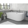 Mexen Silo baignoire autoportante d'angle gauche côtelée 150 x 75 cm, blanche, trop-plein chromé - 52891507500L-01