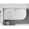 Mexen Silo baignoire autoportante d'angle gauche côtelée 150 x 75 cm, blanche, trop-plein chromé - 52891507500L-01