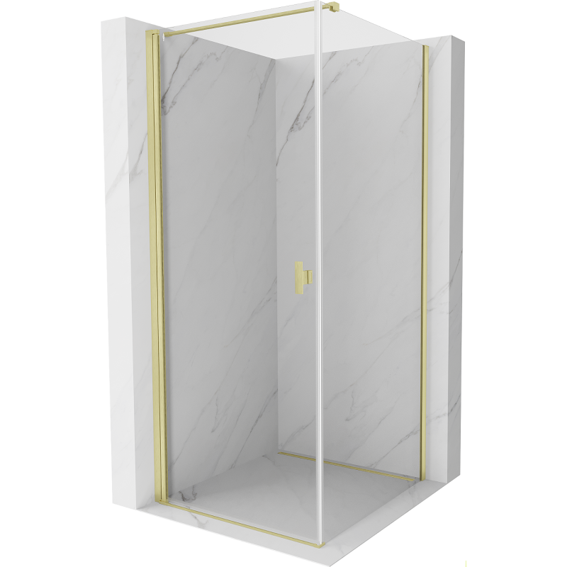 Mexen Mist-B cabine de douche pivotante 70 x 70 cm, transparent, or brossé - 8A2T-070-070-55-00