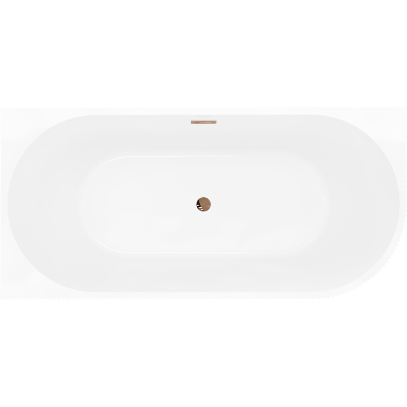 Mexen Silo baignoire autoportante d'angle gauche rainurée 150 x 75 cm, blanche, trop-plein or rose - 52891507500L-60