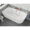 Mexen Silo baignoire autoportante d'angle gauche cannelée 150 x 75 cm, blanche, trop-plein en cuivre brossé - 52891507500L-65