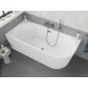 Mexen Silo baignoire îlot d'angle gauche rainurée 150 x 75 cm, blanche, trop-plein gris canon brossé - 52891507500L-66