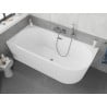 Mexen Silo baignoire îlot d'angle gauche rainurée 150 x 75 cm, blanche, trop-plein gun metal - 52891507500L-95