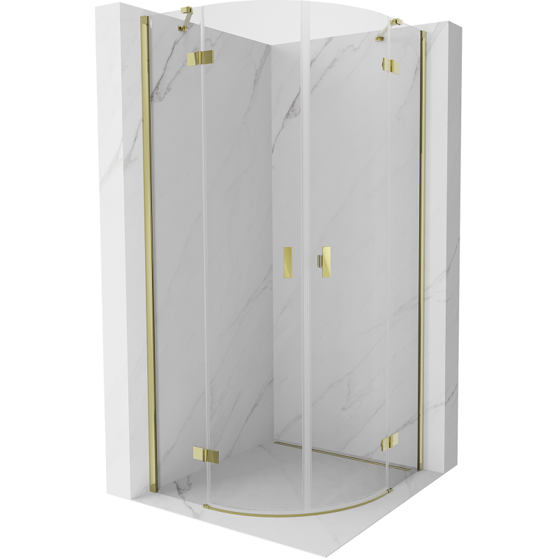 Mexen Mist cabine de douche demi-circulaire pivotante 70 x 70 cm, transparent, doré - 8A33-070-070-50-00