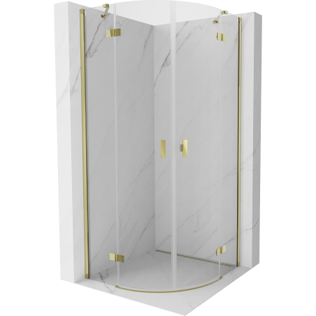 Mexen Mist cabine de douche semi-circulaire pivotante 80 x 80 cm, transparente, or - 8A33-080-080-50-00