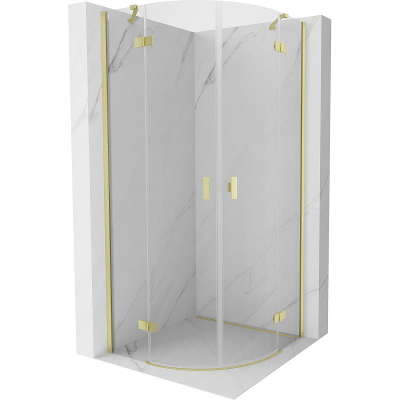 Cabine de douche semi-circulaire à charnière Mexen Mist 100 x 100 cm, transparente, or brossé - 8A33-100-100-55-00