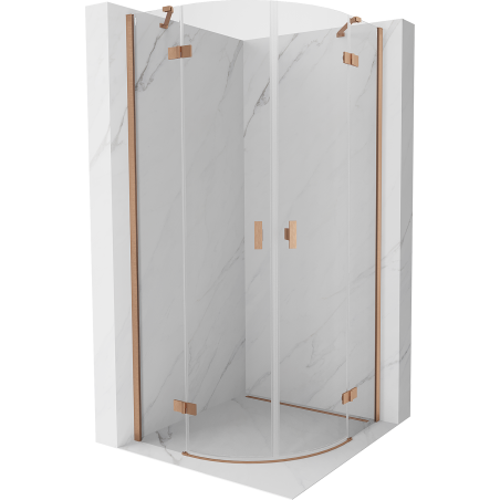 Mexen Mist cabine de douche semi-circulaire pivotante 70 x 70 cm, transparent, cuivre brossé - 8A33-070-070-65-00