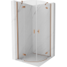 Mexen Mist cabine de douche demi-circulaire pivotante 80 x 80 cm, transparent, cuivre brossé - 8A33-080-080-65-00