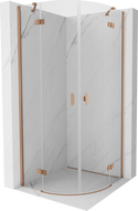 Mexen Mist cabine de douche semi-circulaire pivotante 100 x 100 cm, transparent, cuivre brossé - 8A33-100-100-65-00