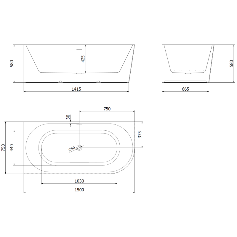 Mexen Silo baignoire autoportante en coin gauche rainurée 150 x 75 cm, blanche/noire, trop-plein noir - 52891507575L-70