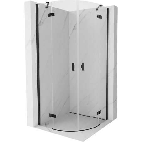 Mexen Mist cabine de douche semi-circulaire pivotante 100 x 100 cm, transparent, noir - 8A33-100-100-70-00