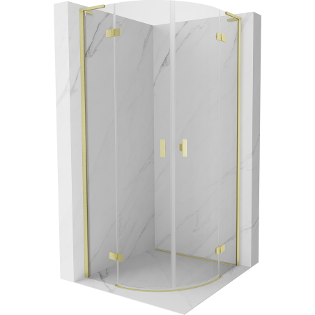 Mexen Mist L cabine de douche semi-circulaire pivotante 100 x 100 cm, transparent, or brossé - 8A33L-100-100-55-00