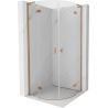 Mexen Mist L cabine de douche demi-circulaire pivotante 90 x 90 cm, transparent, cuivre brossé - 8A33L-090-090-65-00