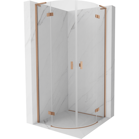 Mexen Mist L cabine de douche demi-circulaire pivotante 100 x 100 cm, transparent, cuivre brossé - 8A33L-100-100-65-00