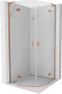 Mexen Mist L cabine de douche demi-circulaire pivotante 100 x 100 cm, transparent, cuivre brossé - 8A33L-100-100-65-00