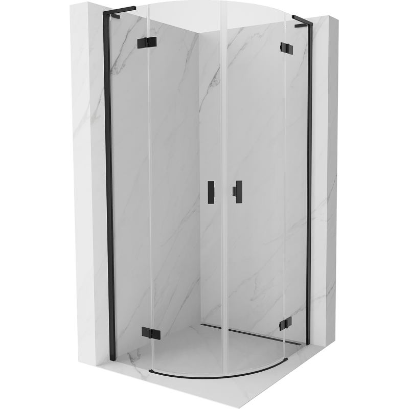 Mexen Mist L cabine de douche demi-circulaire pivotante 100 x 100 cm, transparent, noir - 8A33L-100-100-70-00