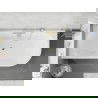 Mexen Silo baignoire autoportante d'angle gauche rainurée 150 x 75 cm, blanc/noir, trop-plein doré- 52891507575L-50