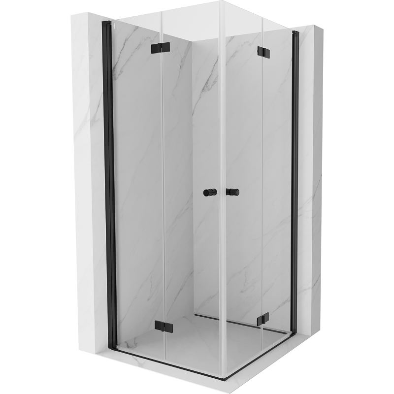 Mexen Mist-F Duo cabine de douche pliante 90 x 90 cm, transparente, noire - 8A6-090L-090P-70-00
