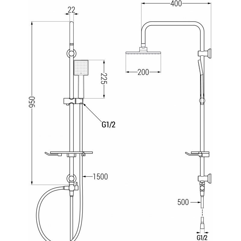 Mexen T45 colonne de douche, chrome - 798454593-00