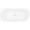 Mexen Silo baignoire îlot d'angle gauche cannelée 170 x 80 cm, blanche, trop-plein or brossé - 52891708000L-55