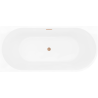 Mexen Silo baignoire îlot d'angle gauche rainurée 170 x 80 cm, blanche, trop-plein cuivre brossé - 52891708000L-65
