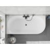 Baignoire d'angle indépendante Mexen Silo gauche côtelée 170 x 80 cm, blanche, trop-plein noir - 52891708000L-70