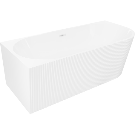 Mexen Silo baignoire îlot d'angle gauche rainurée 150 x 75 cm, blanche, trop-plein blanc - 52891507500L-20