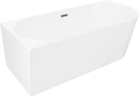 Mexen Silo baignoire îlot d'angle gauche rainurée 150 x 75 cm, blanche, trop-plein gun metal - 52891507500L-95