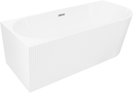 Mexen Silo baignoire autoportante d'angle gauche rainurée 170 x 80 cm, blanche, trop-plein chromé - 52891708000L-01