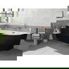 Mexen Silo baignoire autoportante d'angle gauche rainurée 170 x 80 cm, blanc/noir, trop-plein or rose - 52891708075L-60