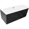 Mexen Silo baignoire autoportante d'angle gauche rainurée 170 x 80 cm, blanc/noir, trop-plein en métal canon - 52891708075L-95
