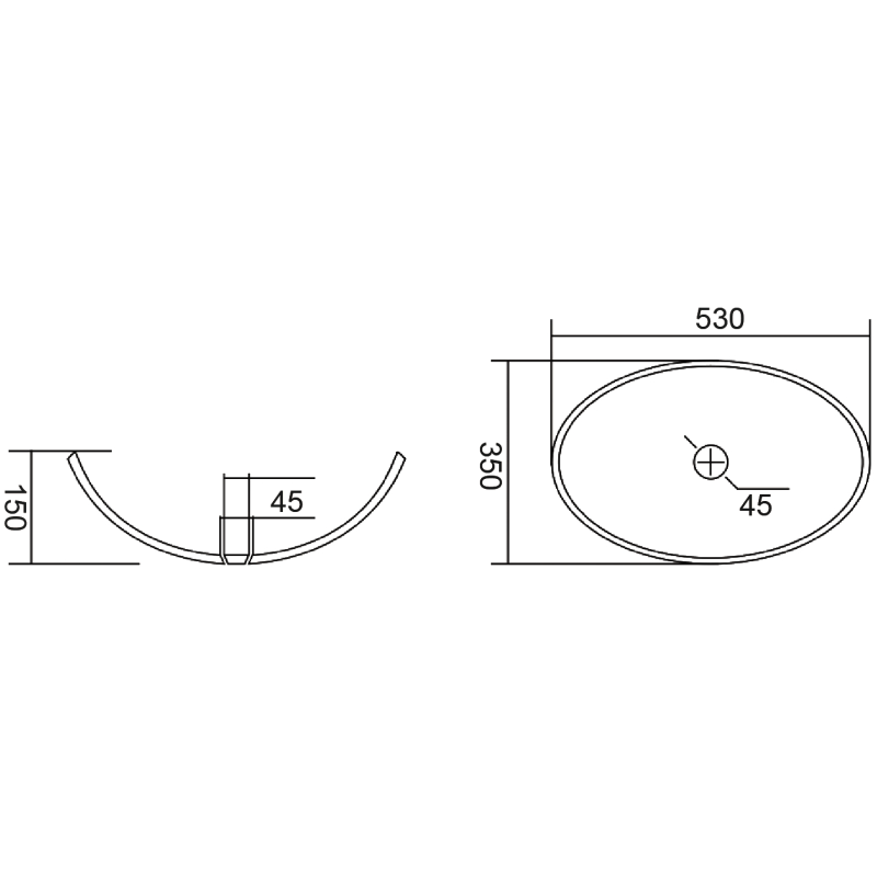 Mexen Zira lavabo en verre à poser 53 x 35 cm, noir - 24175370