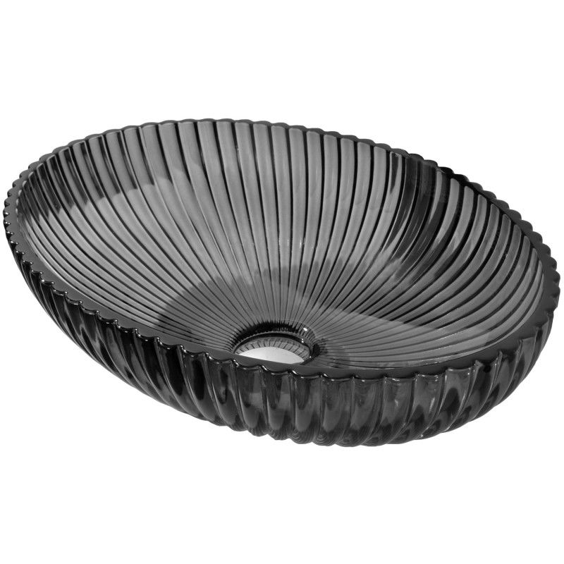Mexen Zira lavabo en verre sur plan 53 x 35 cm, noir - 24175370