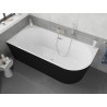 Mexen Silo baignoire autoportante d'angle gauche cannelée 170 x 80 cm, blanc/noir, trop-plein en nickel brossé