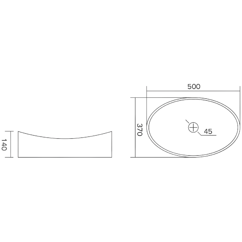 Mexen Kivo lavabo en verre sur plan 50 x 37 cm, transparent - 24215000