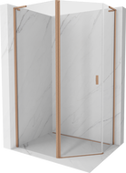 Mexen Mist L cabine de douche pentagonale asymétrique pivotante 100x80 cm, transparent, cuivre brossé - 8A8L-100-080-65-00