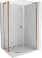Mexen Mist L cabine de douche pentagonale asymétrique pivotante 80x90 cm, transparent, cuivre brossé - 8A8L-080-090-65-00