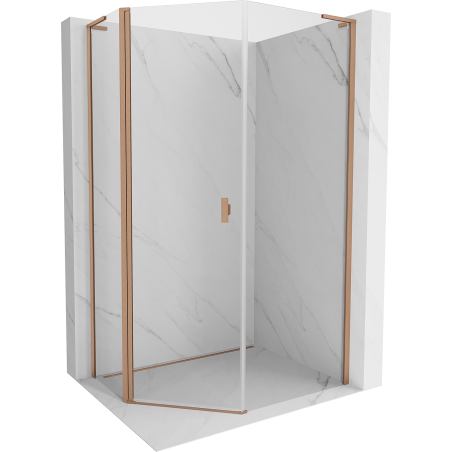 Mexen Mist L cabine de douche pentagonale asymétrique pivotante 90x100 cm, transparent, cuivre brossé - 8A8L-090-100-65-00