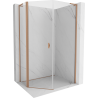 Mexen Mist L cabine de douche pentagonale asymétrique pivotante 90x100 cm, transparent, cuivre brossé - 8A8L-090-100-65-00