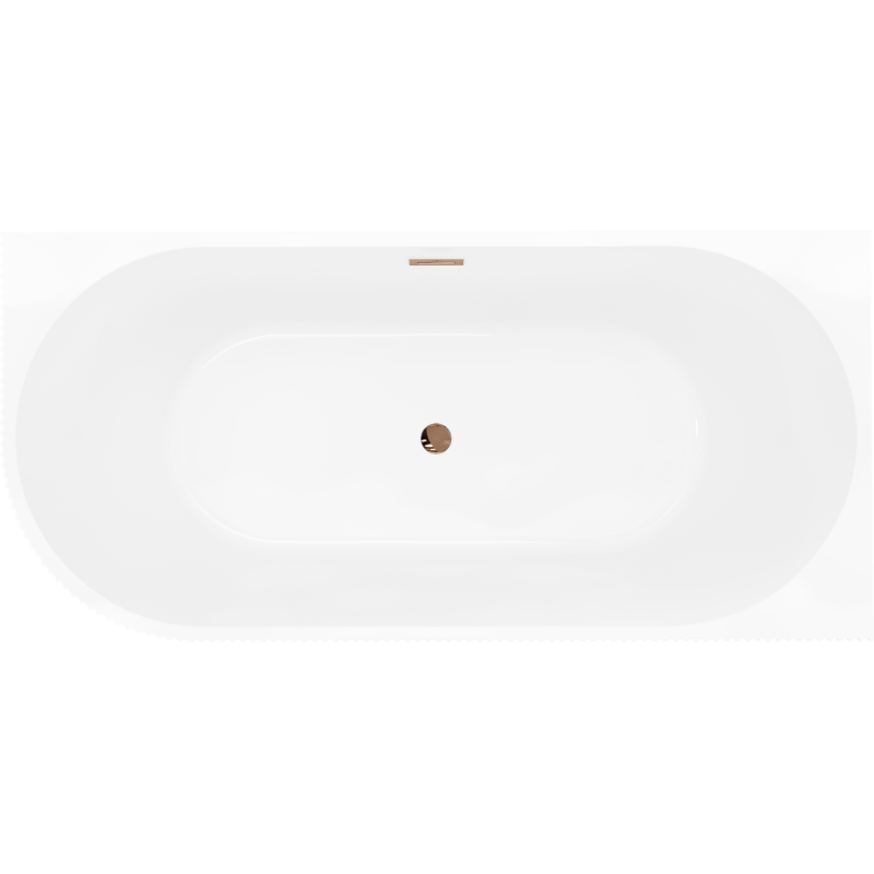 Mexen Silo baignoire autoportante d'angle droite rainurée 150 x 75 cm, blanche, trop-plein or rose - 52891507500P-60