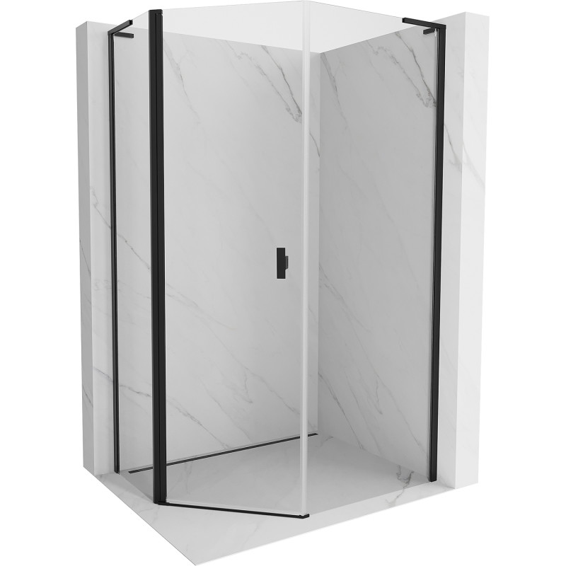 Mexen Mist L cabine de douche asymétrique pentagonale pivotante 80 x 90 cm, transparent, noir - 8A8L-080-090-70-00