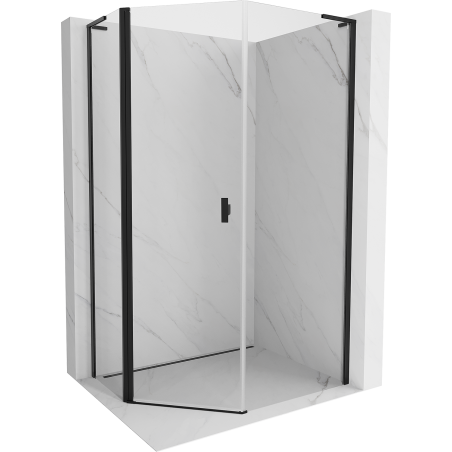 Mexen Mist L cabine de douche pentagonale asymétrique pivotante 80 x 90 cm, transparent, noir - 8A8L-080-090-70-00